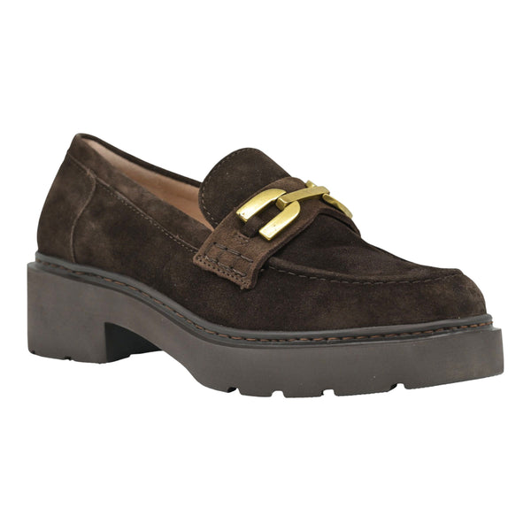 Unisa Josa Loafers με Χρυσή Τόκα - Καφέ Σουέντ