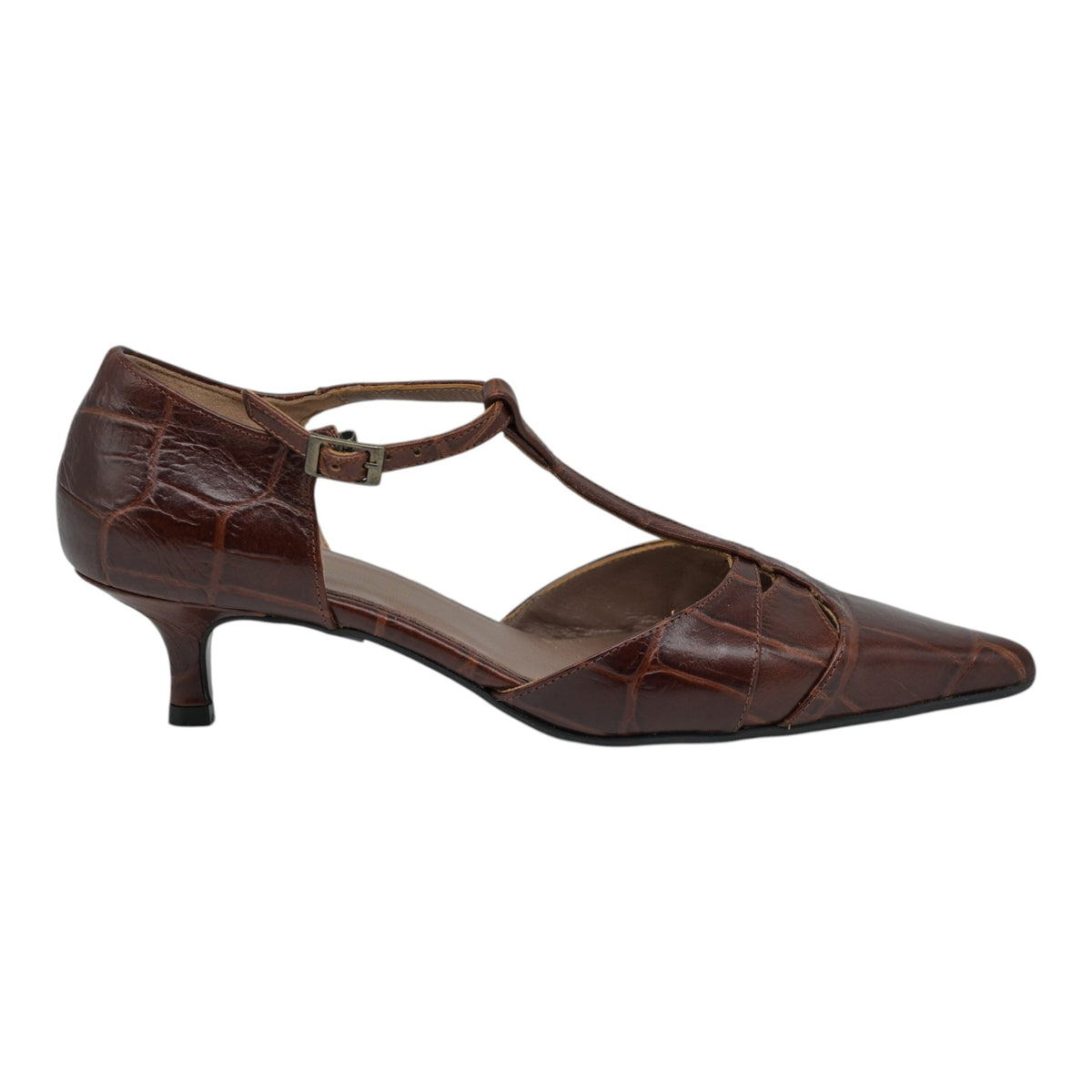 Marian 1302 Γοβάκια Ανάγλυφα με T-strap - Marron