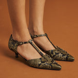 Marian 1302 Γόβες με Ανοιχτό Κουνεπιέ - Kaki Δέρμα