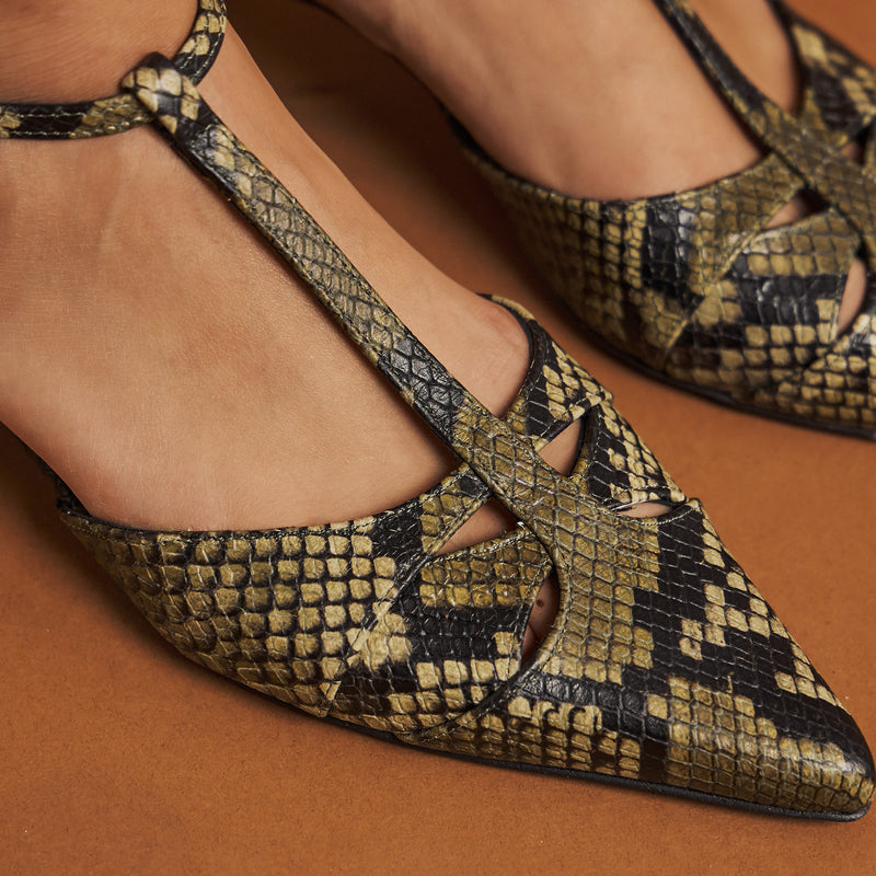 Marian 1302 Γόβες με Ανοιχτό Κουνεπιέ - Kaki Δέρμα