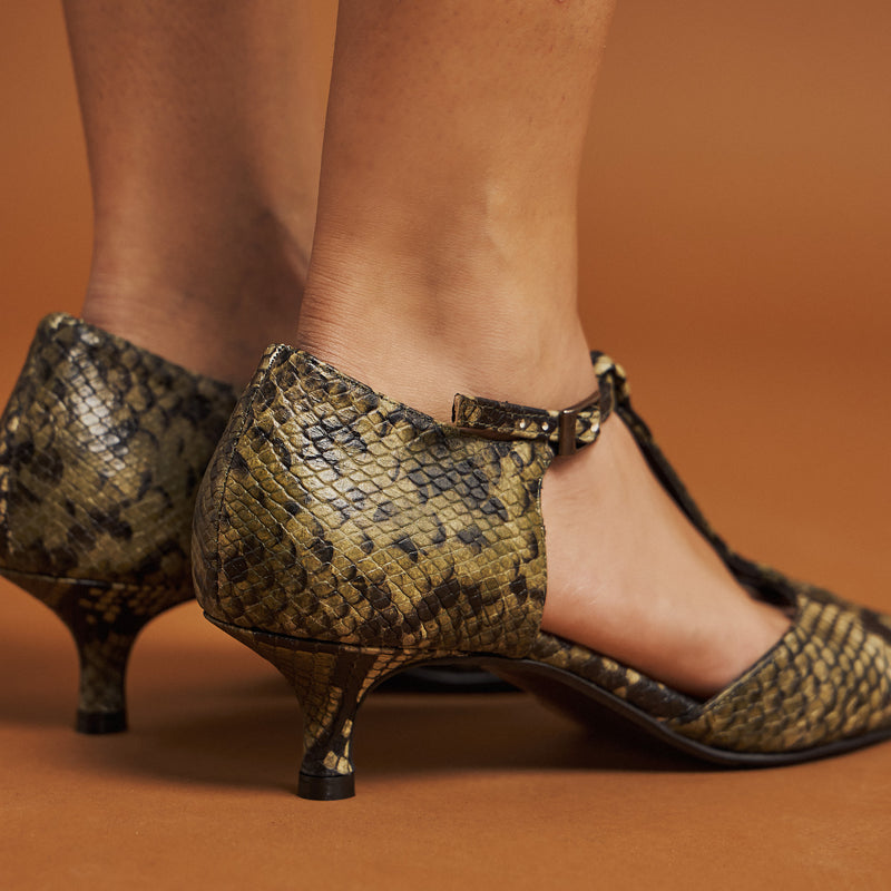 Marian 1302 Γόβες με Ανοιχτό Κουνεπιέ - Kaki Δέρμα