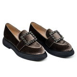 Marian 9807 Loafers με Στρασένια Τόκα - Taupe Βελούδο