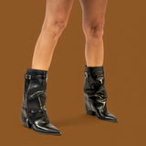 Mimmu 2726 Μπότες Fold Over με Αγκράφα - Μαύρες