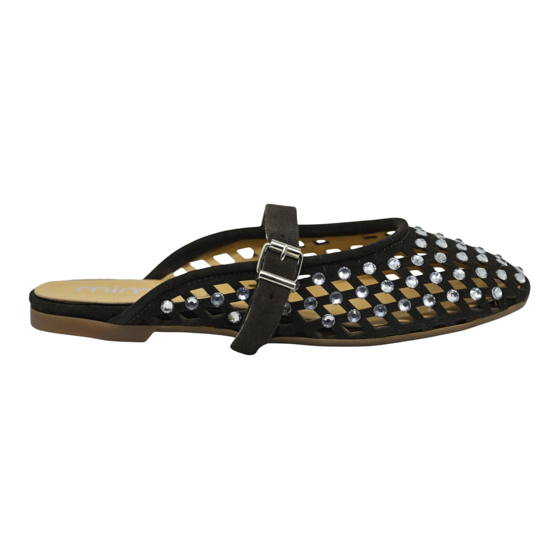 Mimmu 724M8 Μπαλαρίνες Slingback Διάτρητες με Πέτρες - Dark Moro Σουέντ