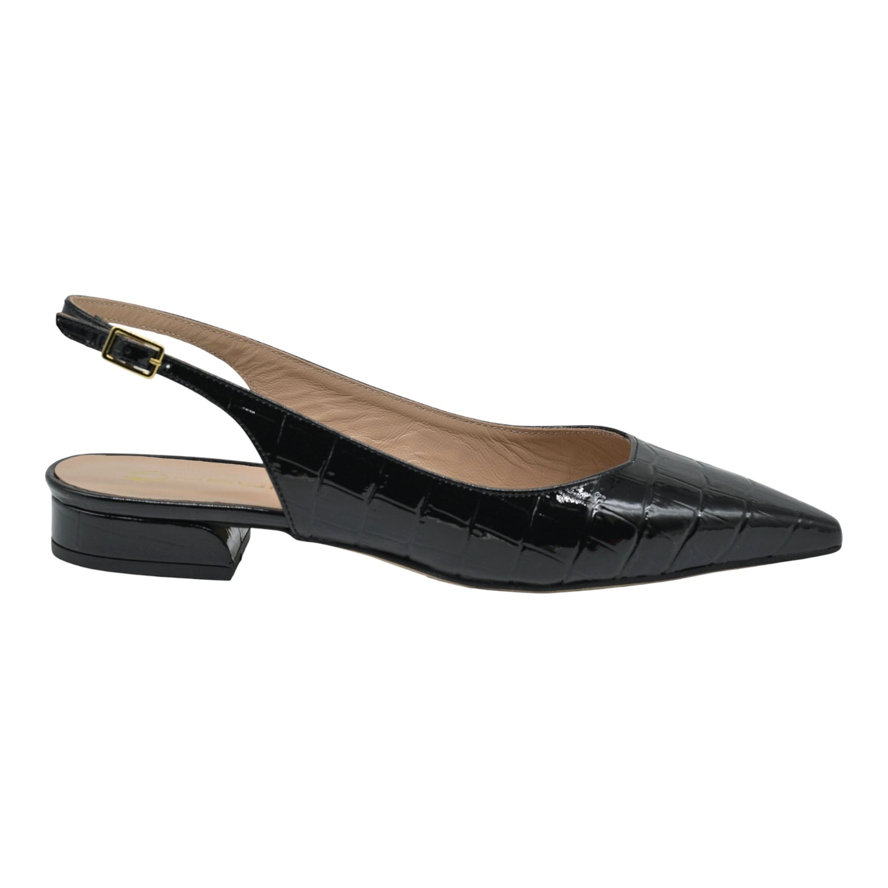 Mourtzi 15504 Slingback Μπαλαρίνες Ανάγλυφες - Μαύρο Λουστρίν