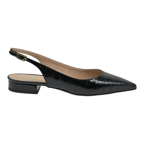 Mourtzi 15504 Slingback Μπαλαρίνες - Μαύρο Λουστρίν Κροκό