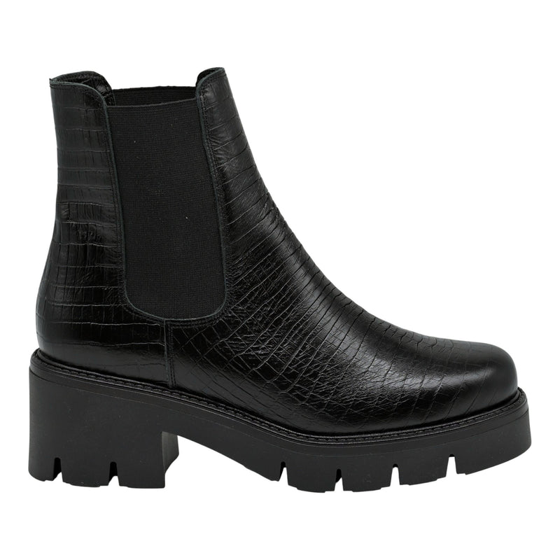 Mourtzi 40804 Μποτάκια Chelsea Ανάγλυφα - Μαύρα