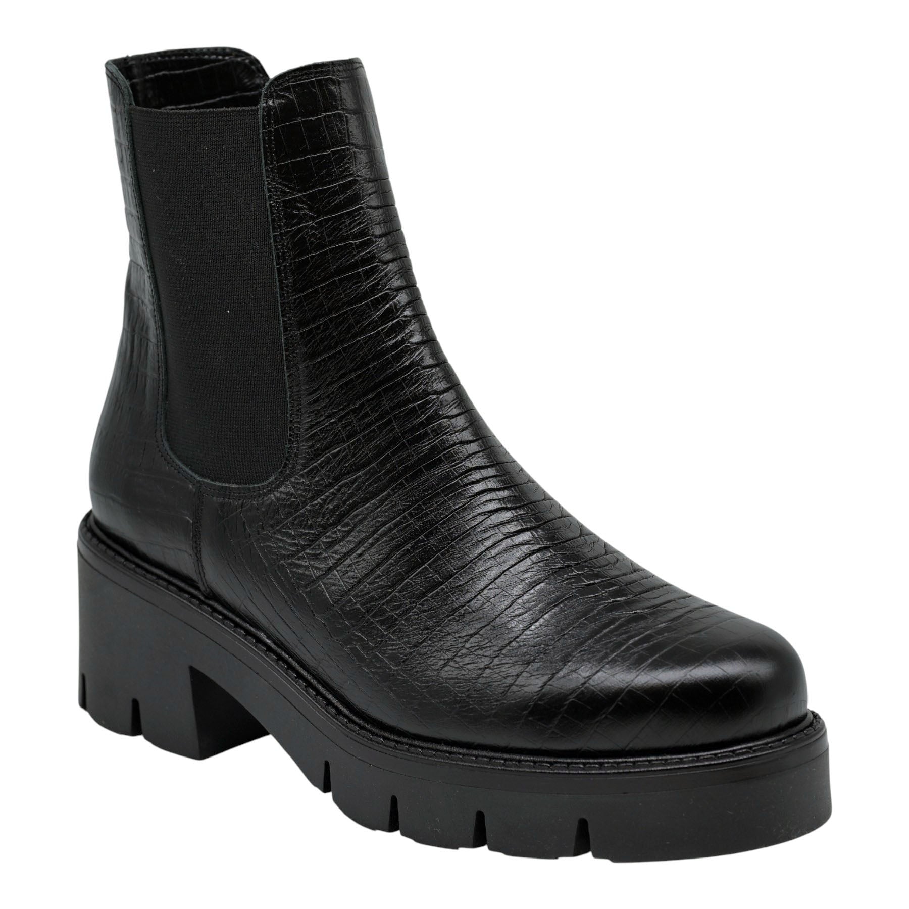 Mourtzi 40804 Μποτάκια Chelsea Ανάγλυφα - Μαύρα