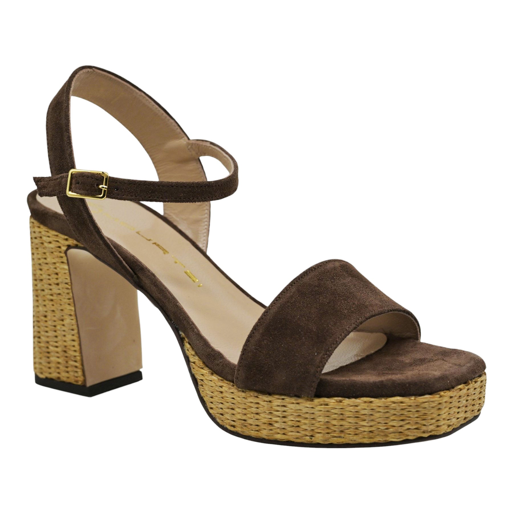 Mourtzi 553G15 Πέδιλα Slingback με Ψάθα - Καφέ Σουέντ