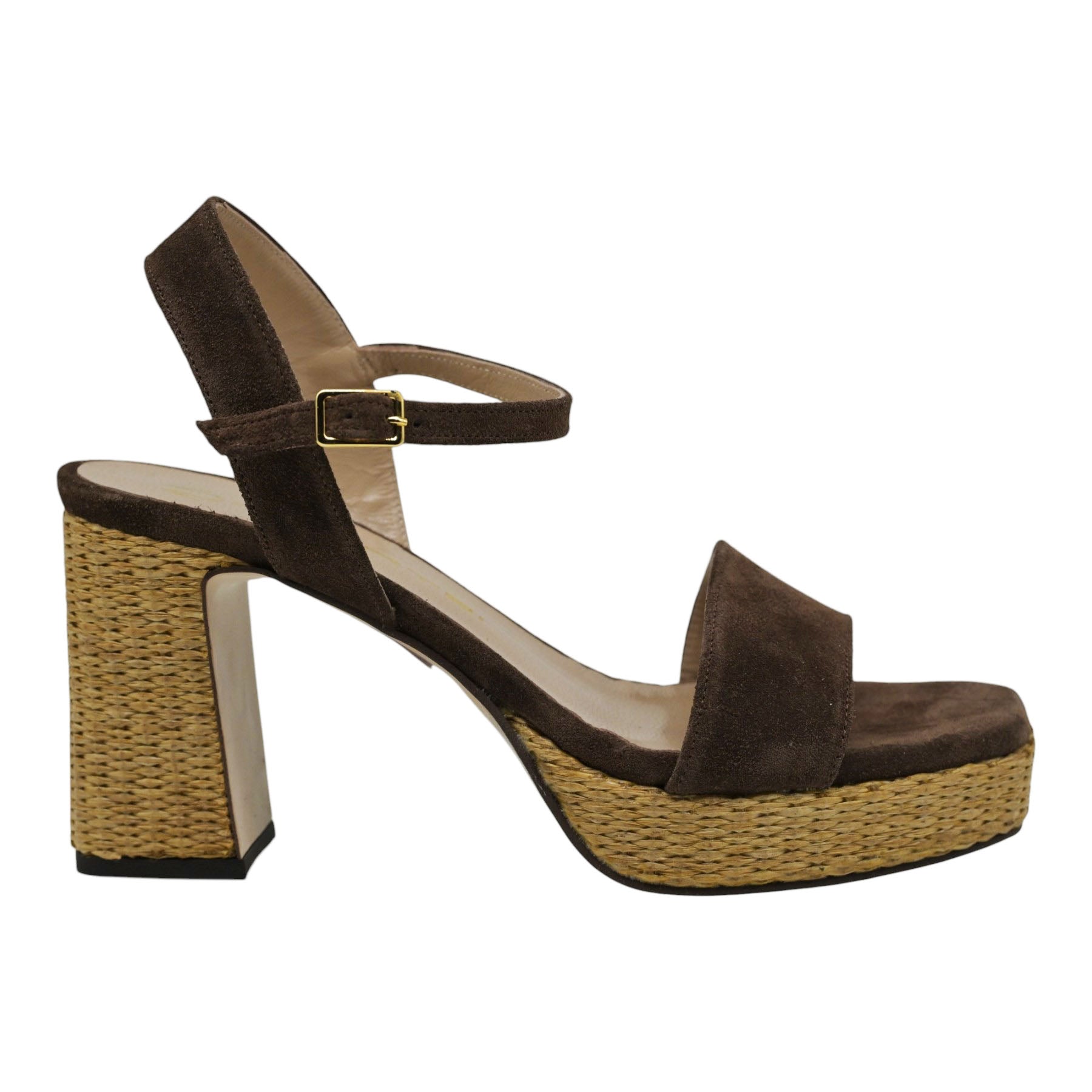 Mourtzi 553G15 Πέδιλα Slingback με Ψάθα - Καφέ Σουέντ