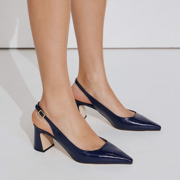 Mourtzi 561Z05 Γοβάκια Slingback - Μπλε Λουστρίν