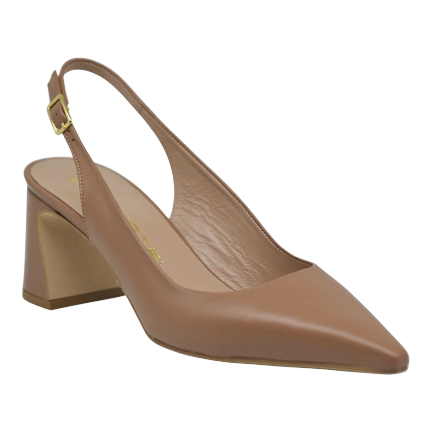 Mourtzi 561Z05 Γοβάκια Slingback με Χοντρό Τακούνι - Bisquit
