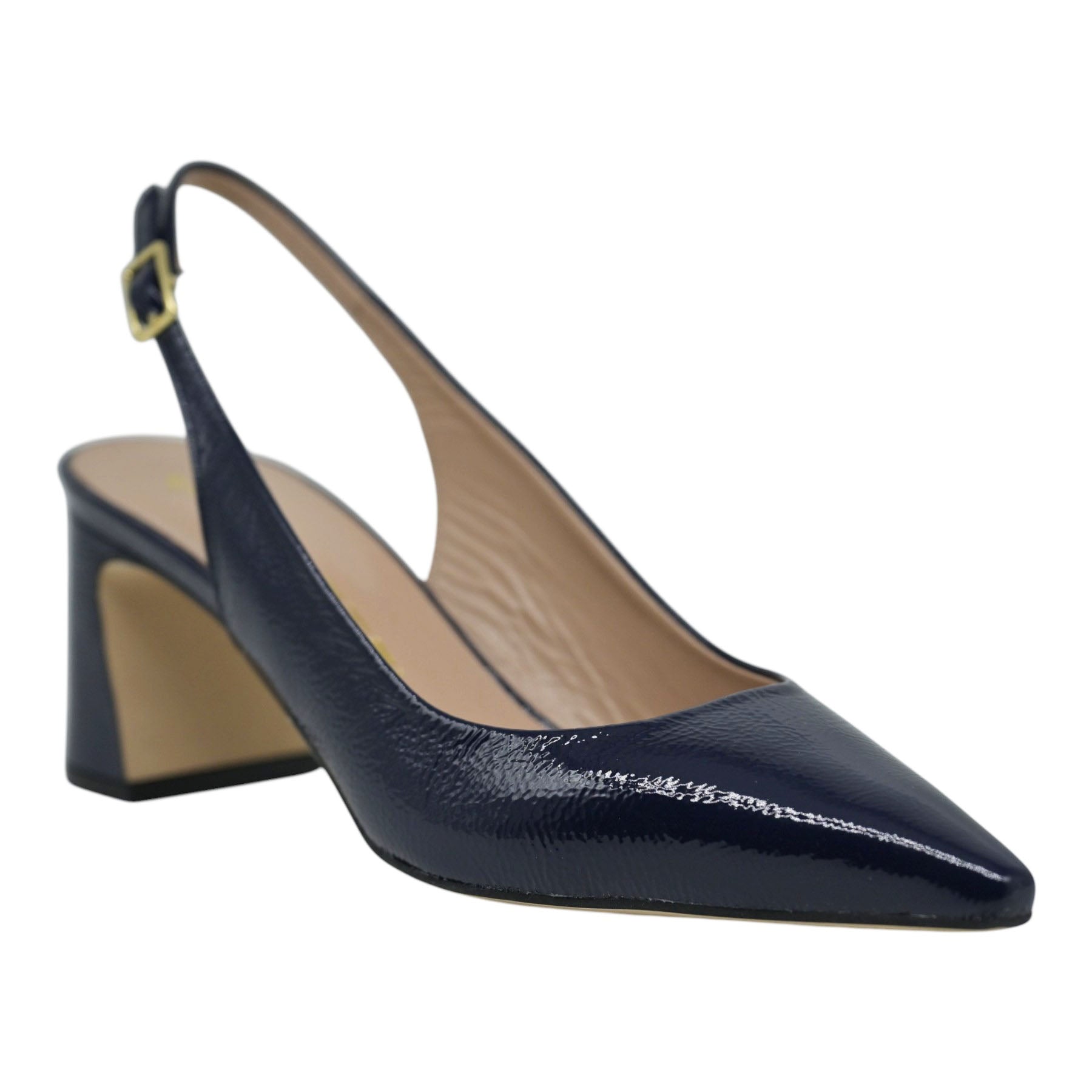 Mourtzi 561Z05 Γοβάκια Slingback με Χοντρό Τακούνι - Navy Λουστρίν