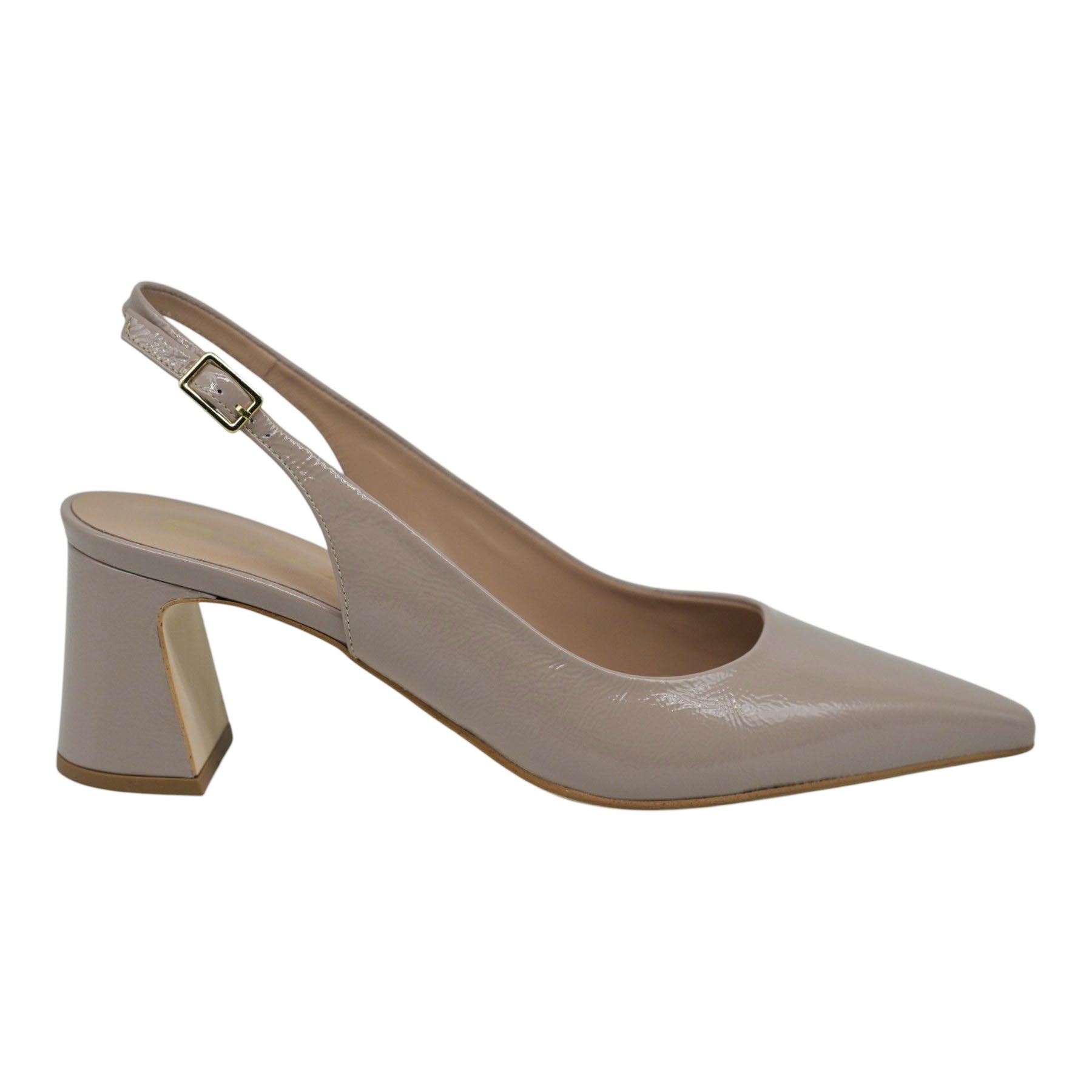 Mourtzi 561Z05 Γοβάκια Slingback με Χοντρό Τακούνι - Taupe Λουστρίν
