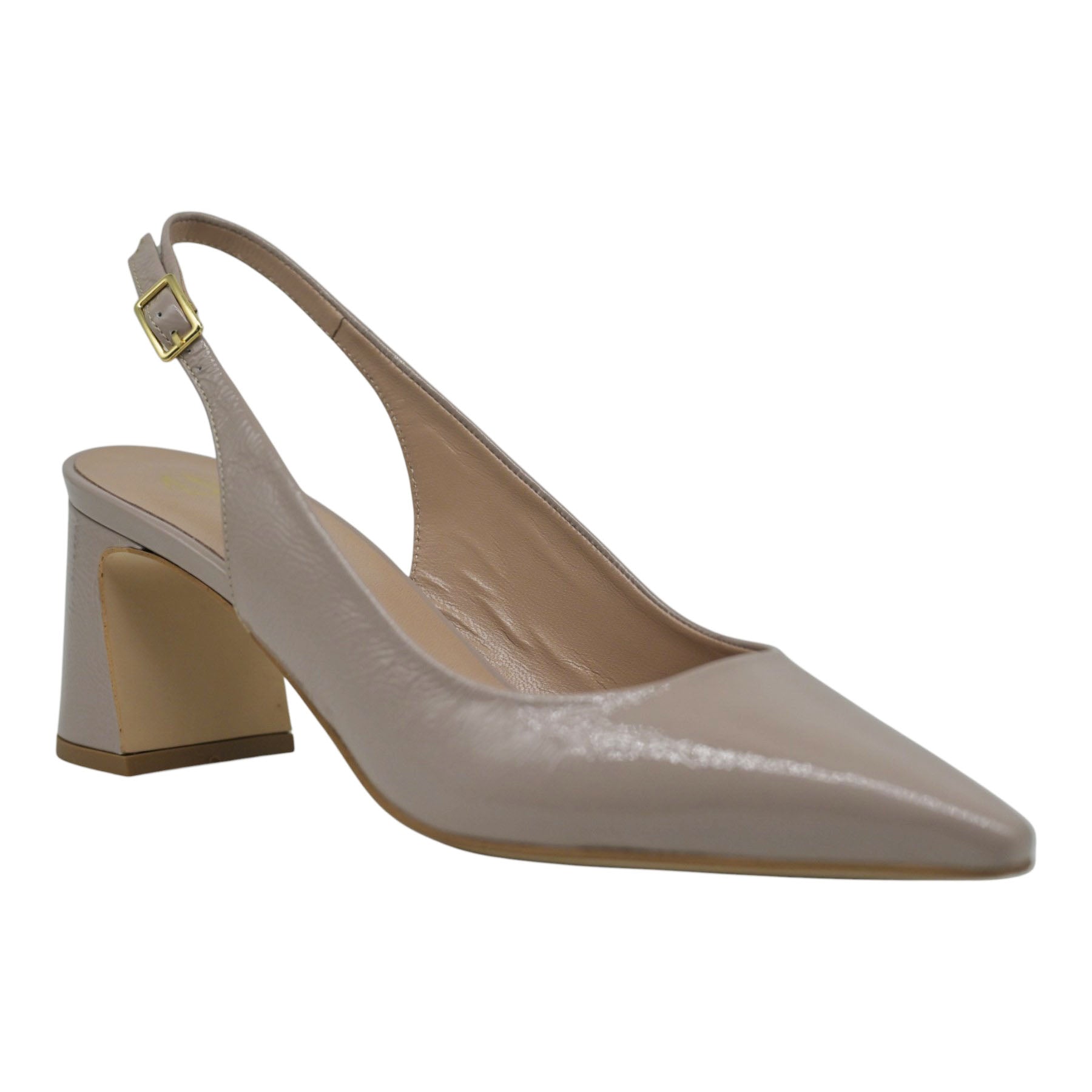 Mourtzi 561Z05 Γοβάκια Slingback με Χοντρό Τακούνι - Taupe Λουστρίν