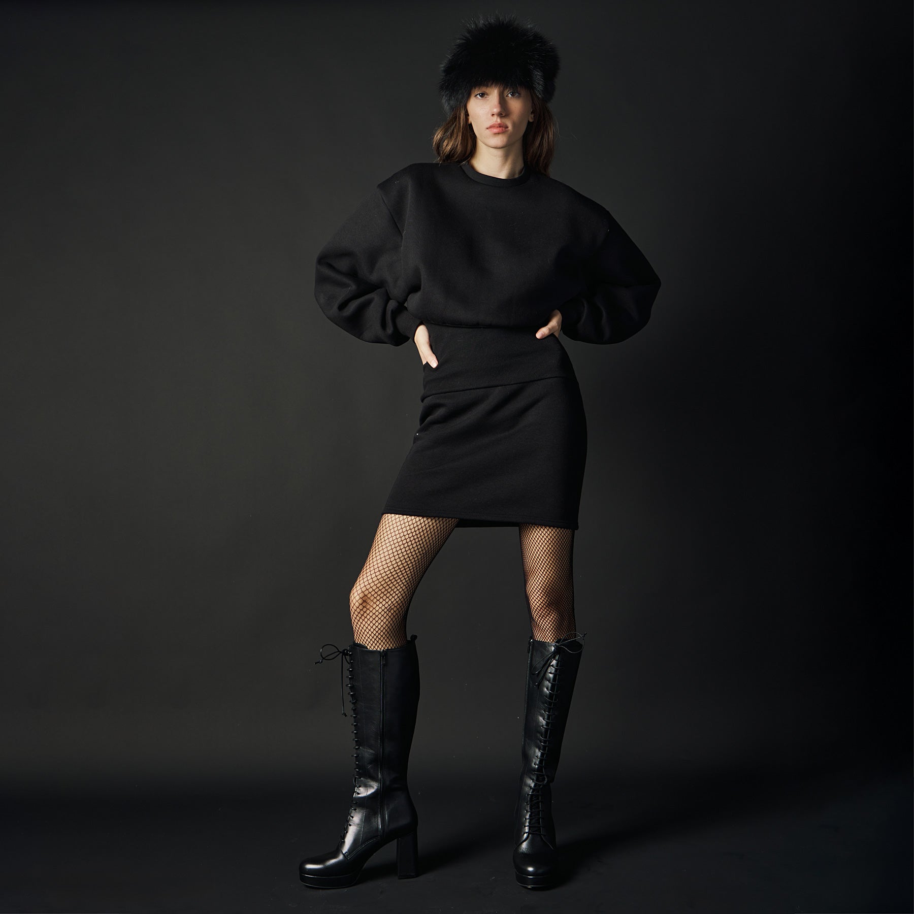 Mourtzi 93415 Μπότες Lace up με Τακούνι και Φιάπα - Μαύρες