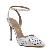 Mourtzi Slingback Γόβες Στιλέτο με Laser Cut - Άσπρες