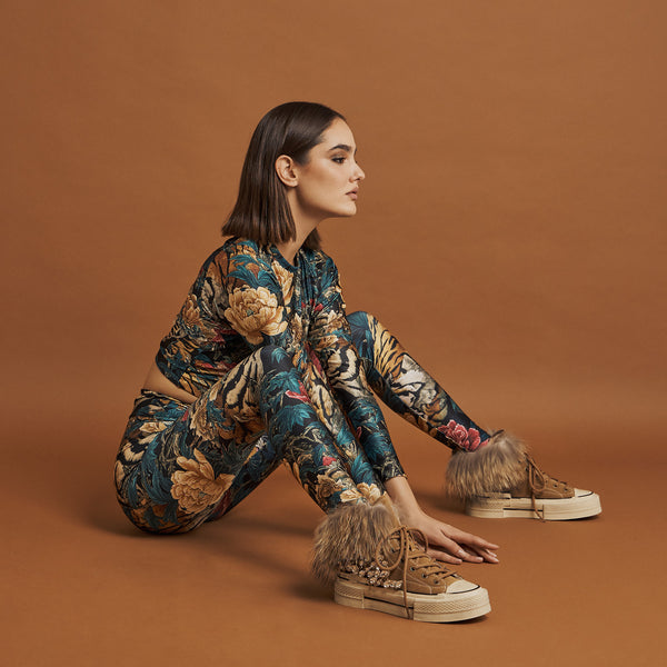 Nan-ku EFD-04C Sneakers Δίπατα με Κρύσταλλα - Κάμελ Σουέντ