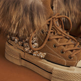 Nan-ku EFD-04C Sneakers Δίπατα με Κρύσταλλα - Κάμελ Σουέντ