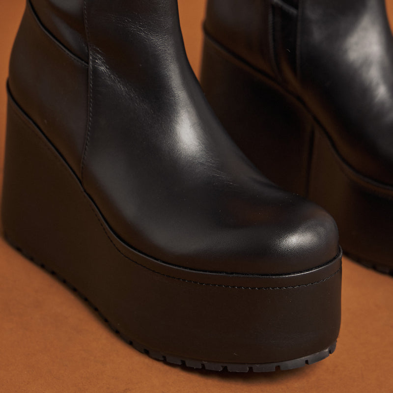 Paloma Barcelo Barta Μποτάκια Πλατφόρμες - Μαύρο Δέρμα