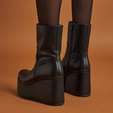 Paloma Barcelo Barta Μποτάκια Πλατφόρμες - Μαύρο Δέρμα