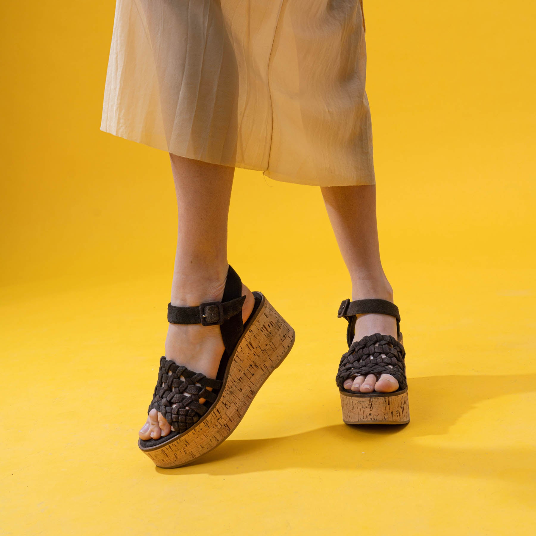 Paloma Barcelo Ressy Πλατφόρμες Slingback Πλεκτές - Chocolate Σουέντ
