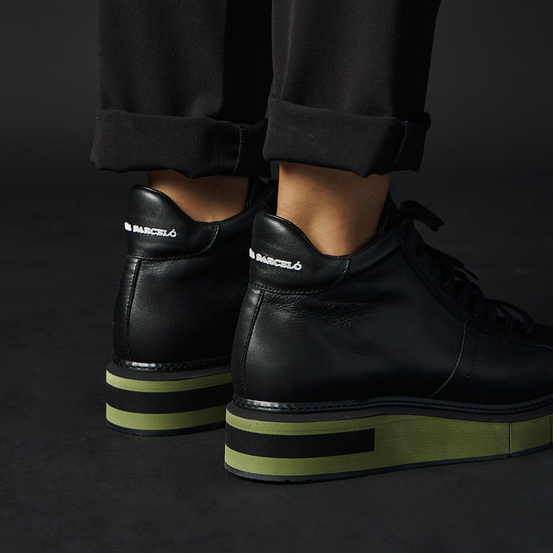 Sneakers Μποτάκια Δίπατα - Μαύρo με Pear Green