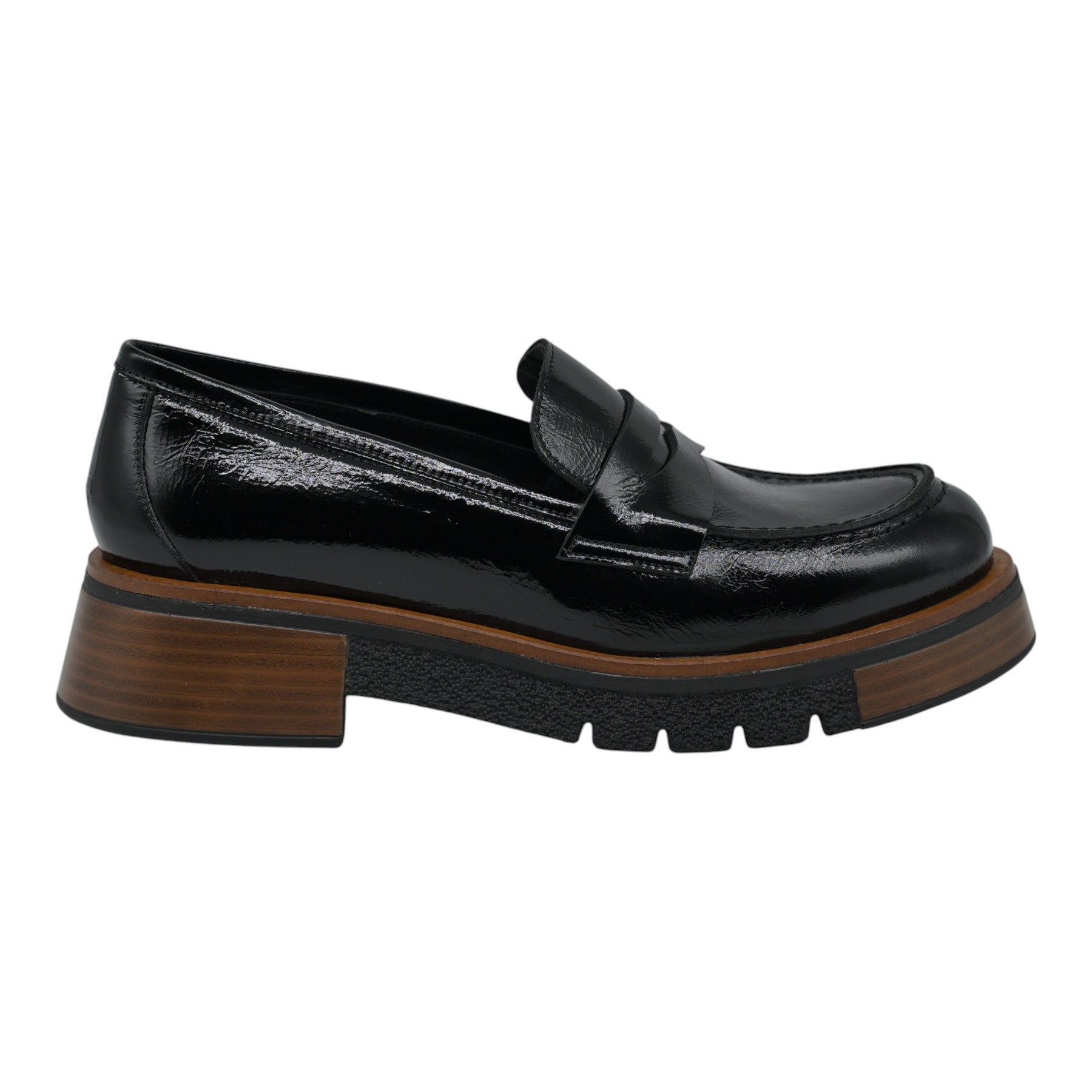Pons Quintana 10995 Loafers με Chunky Σόλα - Μαύρο Λουστρίν