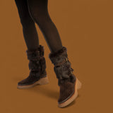 Pons Quintana 11712 Μπότες με Αγκράφες - Καφέ Σουέντ