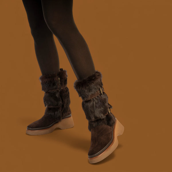 Pons Quintana 11712 Μπότες με Αγκράφες - Καφέ Σουέντ