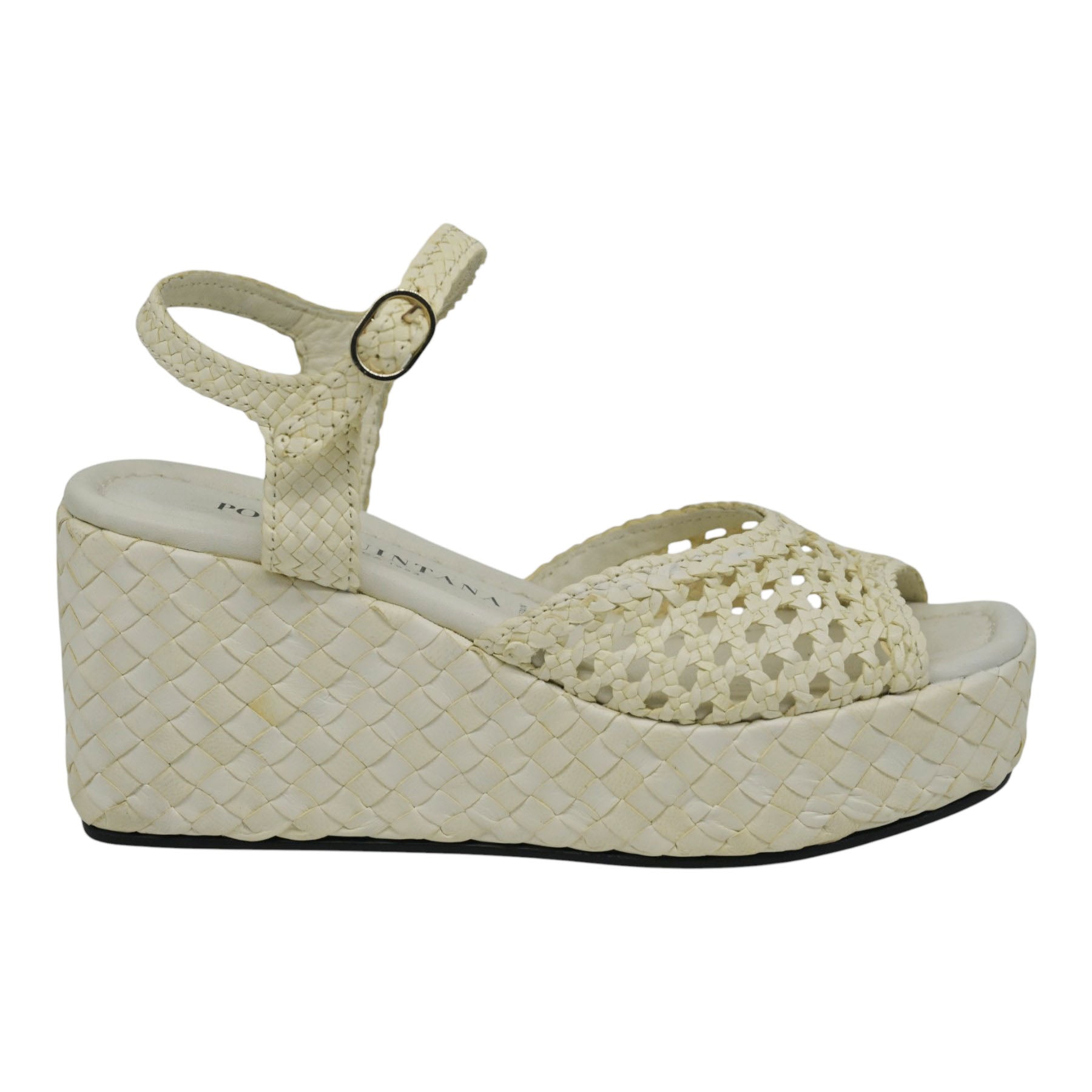 Pons Quintana 10283 Πέδιλα με Πλεκτή Πλατφόρμα - Milk