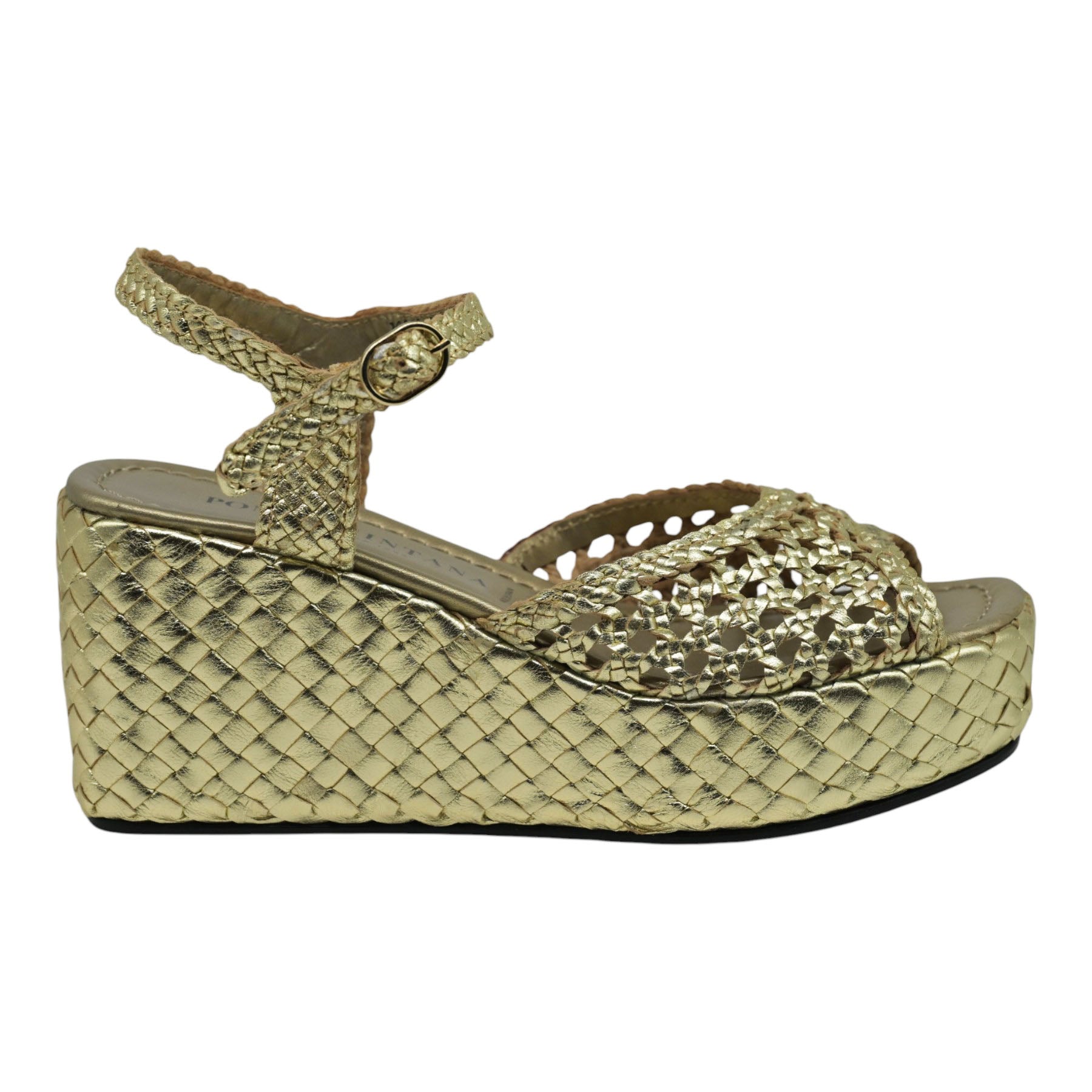 Pons Quintana 10283 Πέδιλα με Πλεκτή Πλατφόρμα - Platino