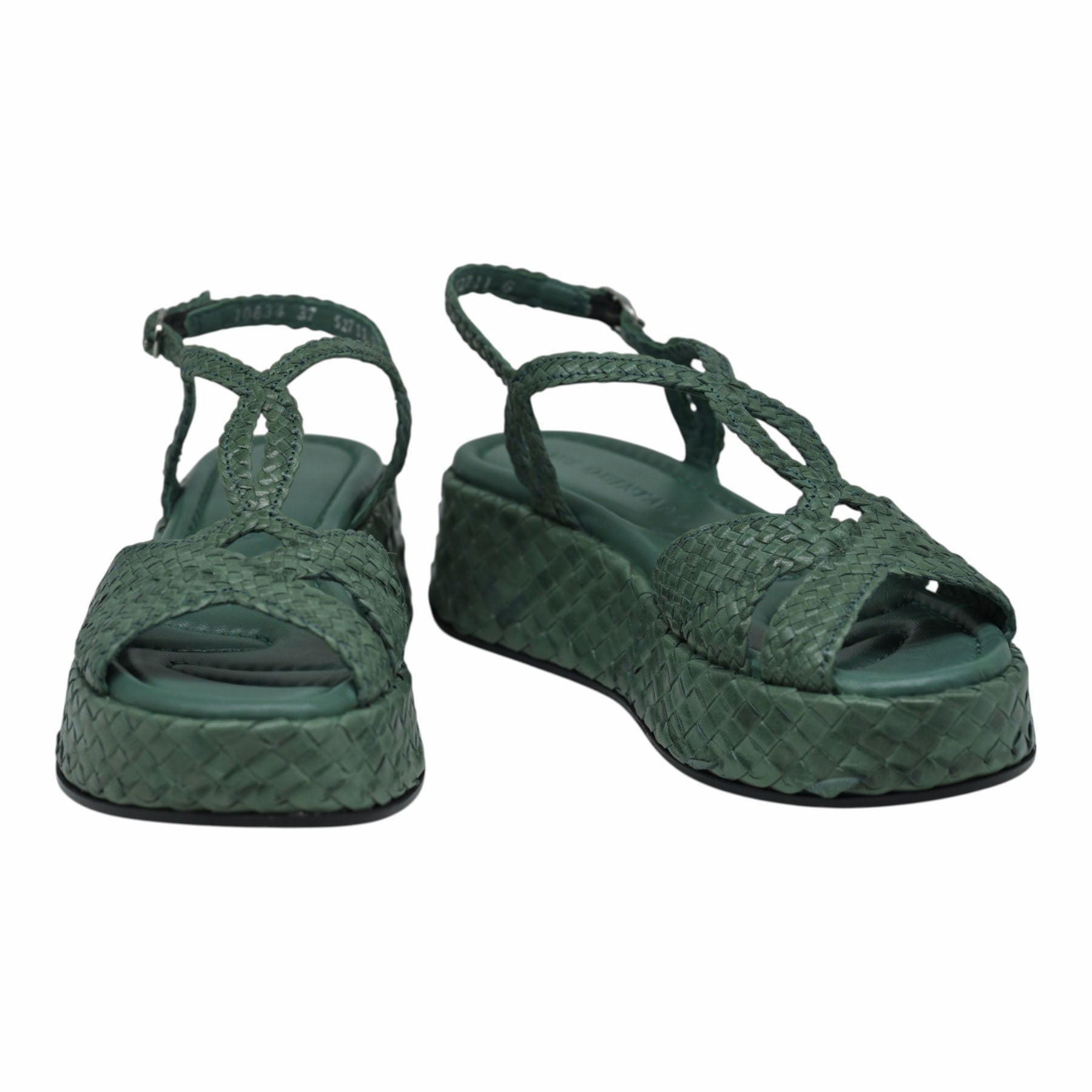 Pons Quintana 10834 Πλατφόρμες Flatform Πλεκτές με Λεπτά Λουράκια - Petrol