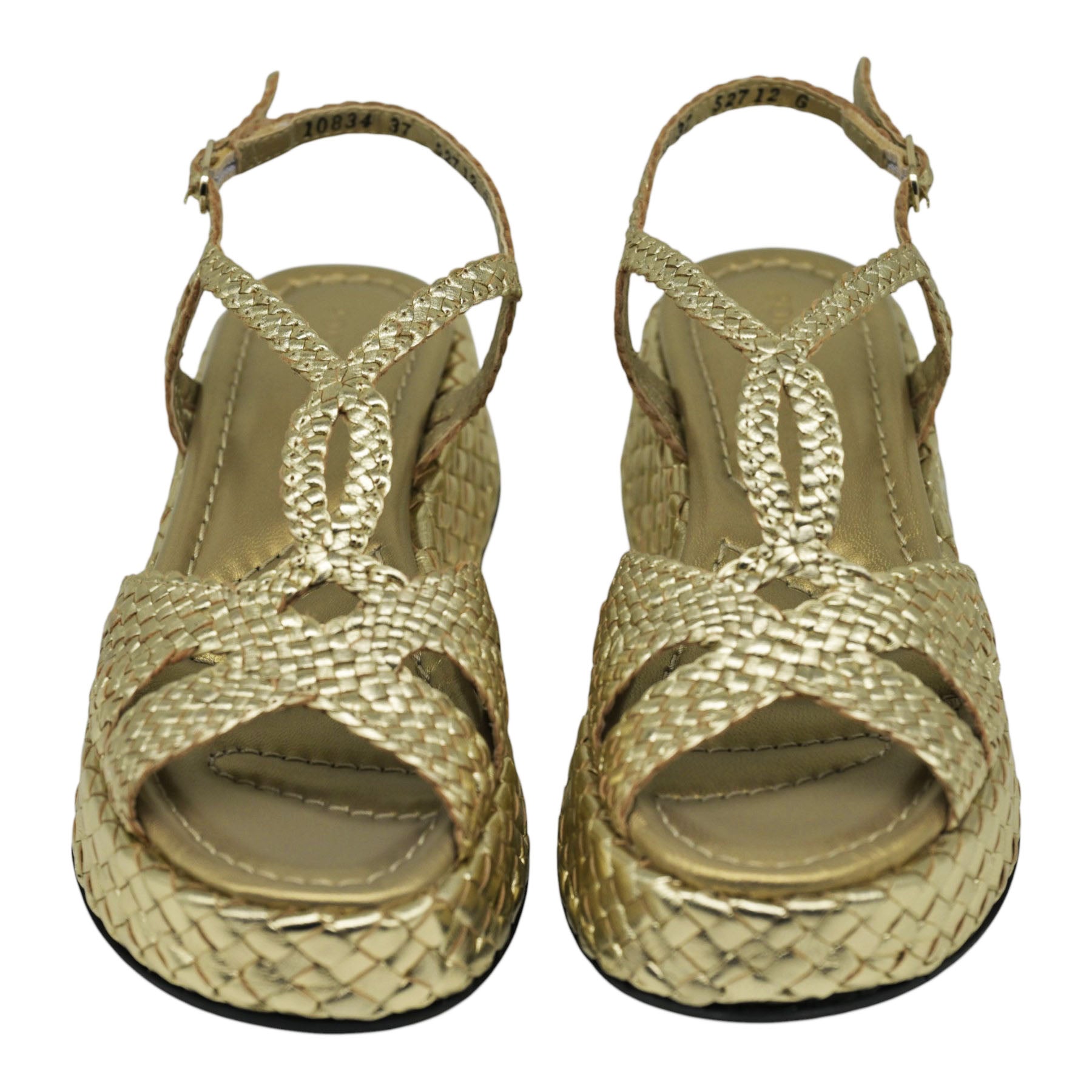 Pons Quintana 10834 Πλατφόρμες Flatform Πλεκτές με Λεπτά Λουράκια - Platino