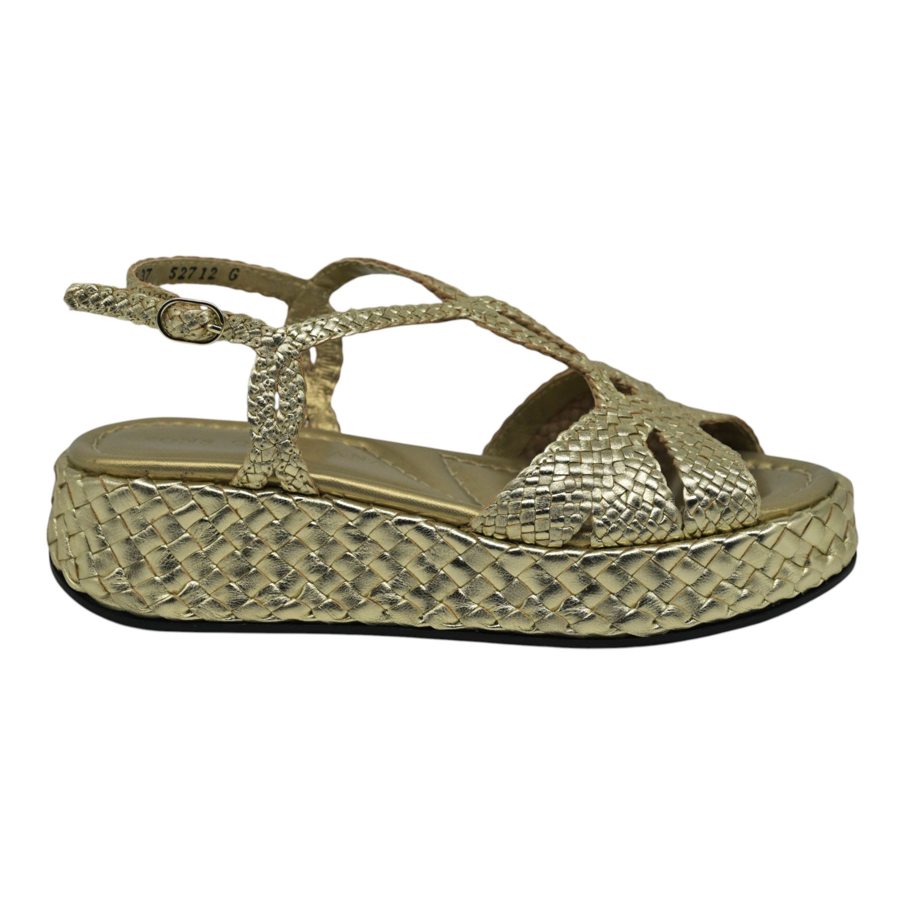 Pons Quintana 10834 Πλατφόρμες Flatform Πλεκτές με Λεπτά Λουράκια - Platino