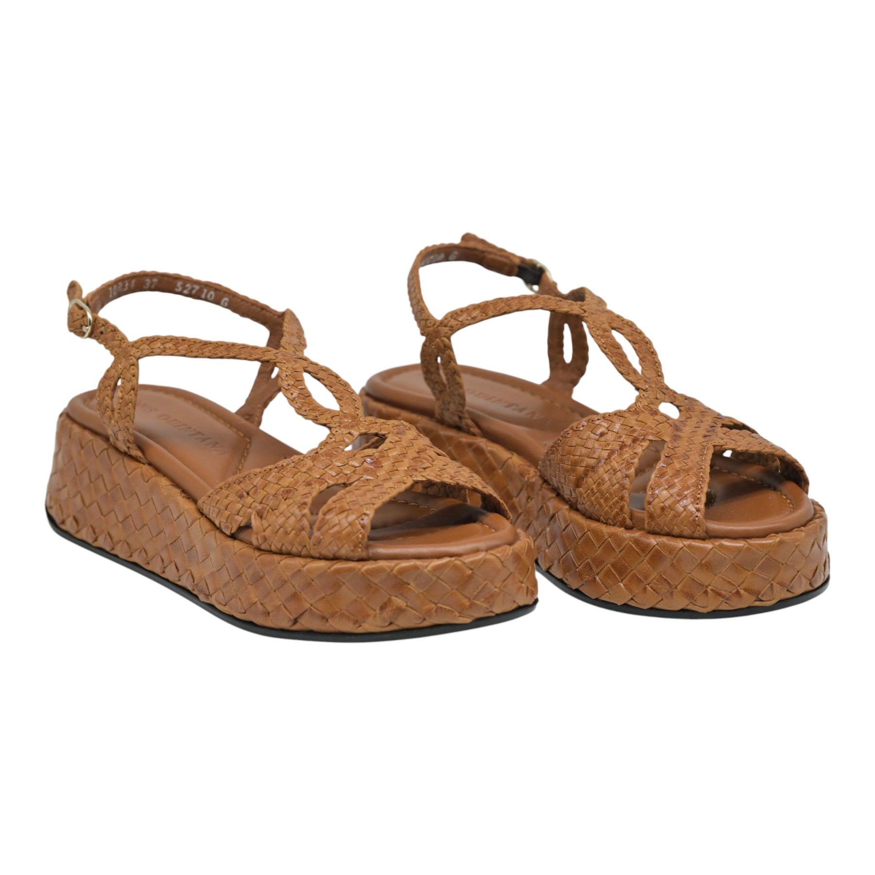 Pons Quintana 10834 Πλατφόρμες Flatform Πλεκτές με Λεπτά Λουράκια - Toffee