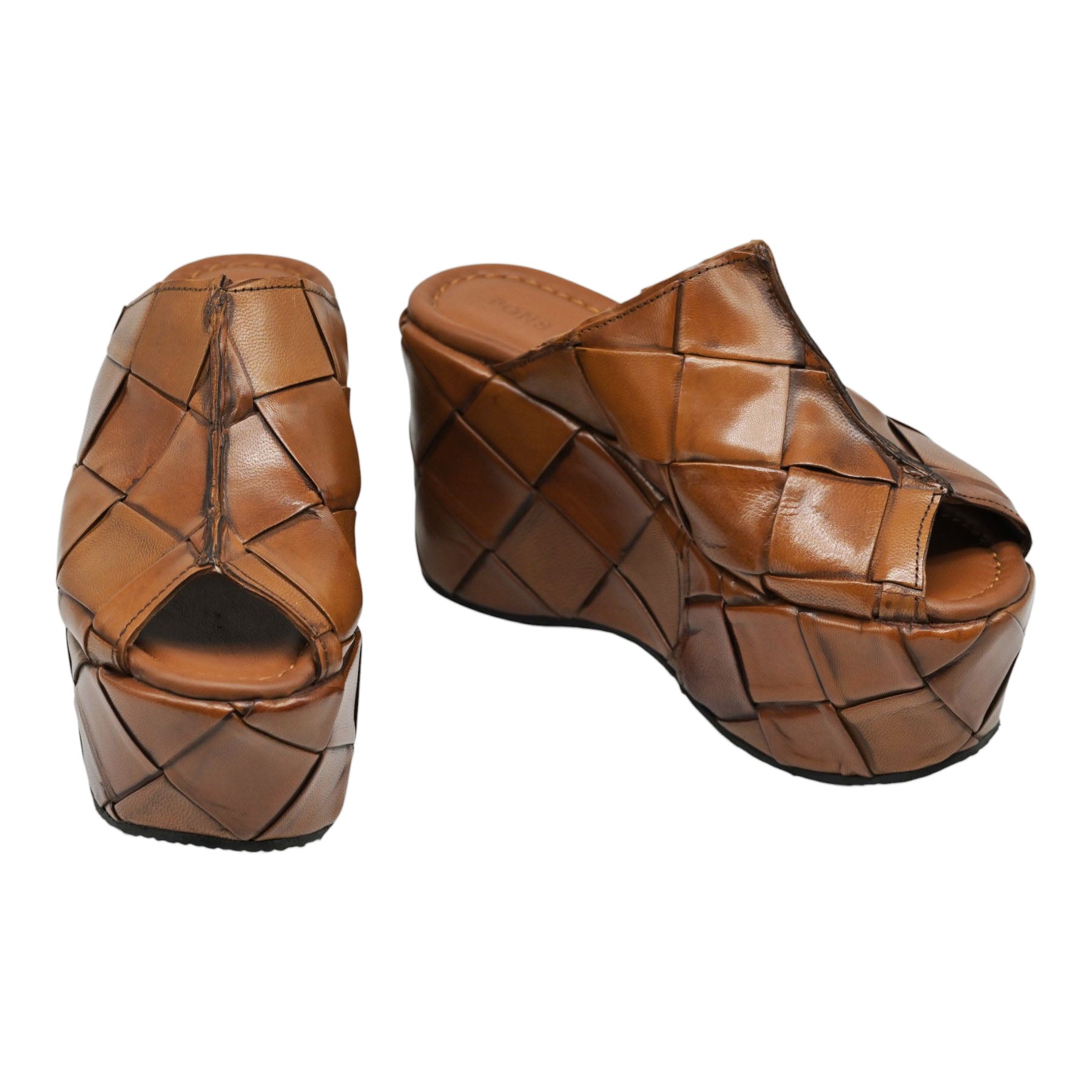 Pons Quintana 11909 Mules με Πλατφόρμα και Peep Toe - Toffee