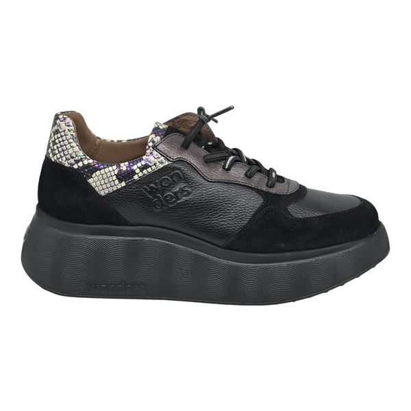 Wonders 3630 Sneakers Δίπατα με Ανάγλυφη Σόλα - Μαύρα