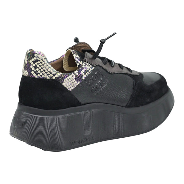 Wonders 3630 Sneakers Δίπατα με Ανάγλυφη Σόλα - Μαύρα
