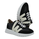 Wonders 2476 Sneakers με W - Μαύρο με Άσπρο