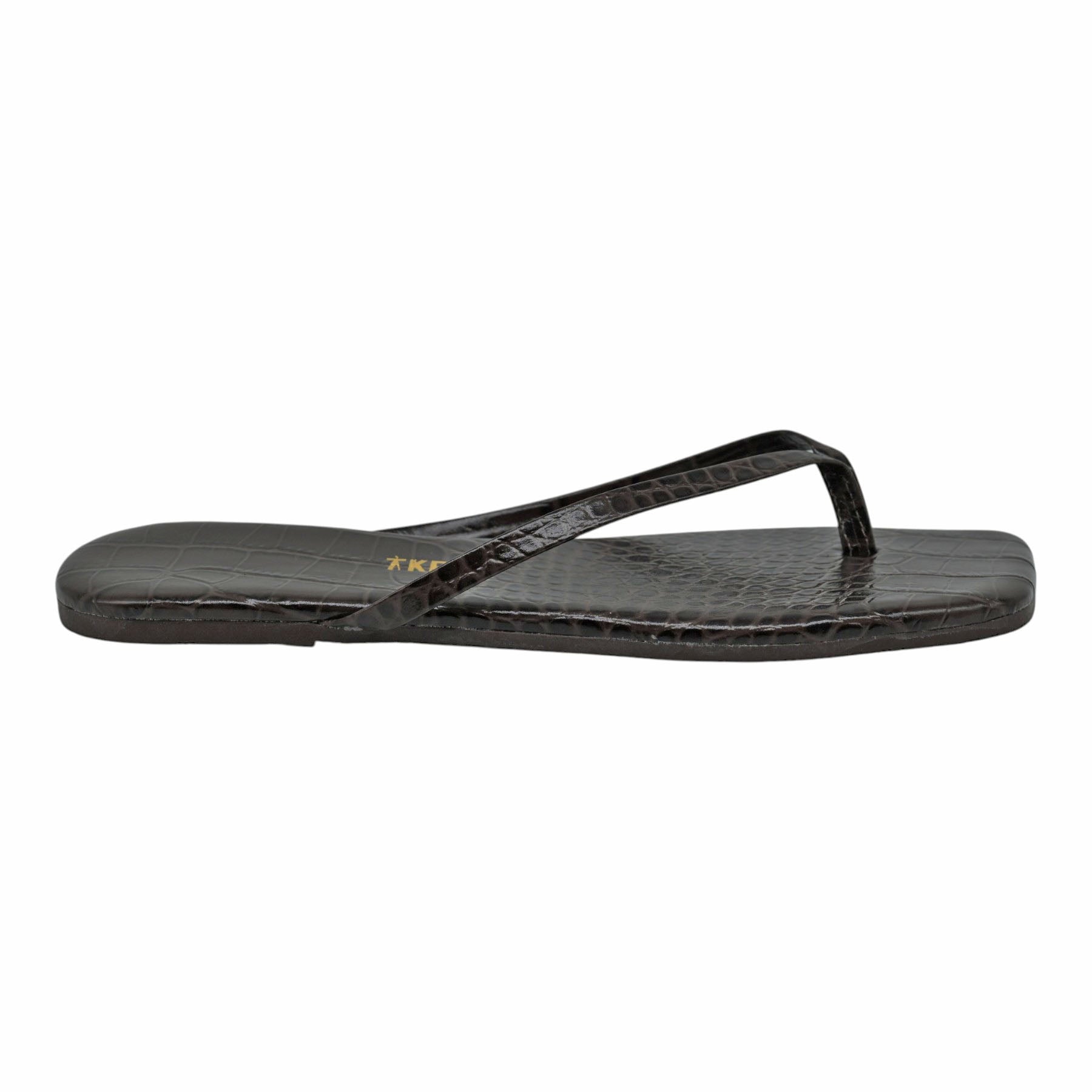 Tkees SQ Toe Lily Croc Σαγιονάρες Ανάγλυφες με Καρέ Μύτη - Carob