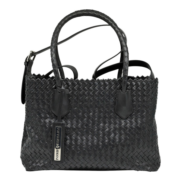 Pons Quintana V090 Τσάντα Tote Πλεκτή - Μαύρη