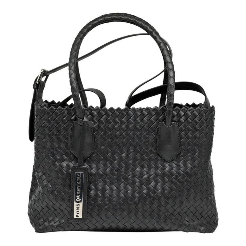 Pons Quintana V090 Τσάντα Tote Πλεκτή - Μαύρη