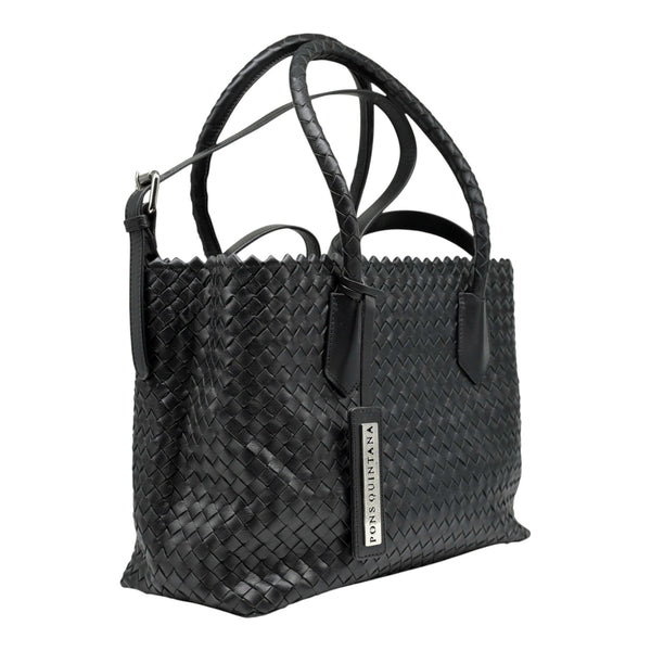 Pons Quintana V090 Τσάντα Tote Πλεκτή - Μαύρη