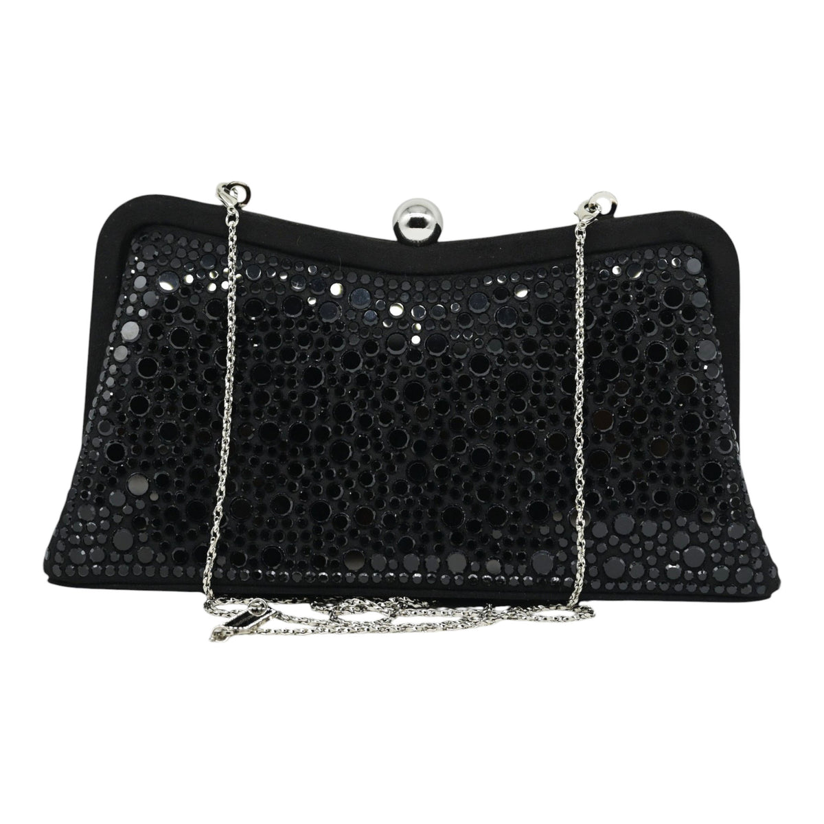 Twenty Fourhaitch Elinea Τσάντα Clutch με Πέτρες - Μαύρη
