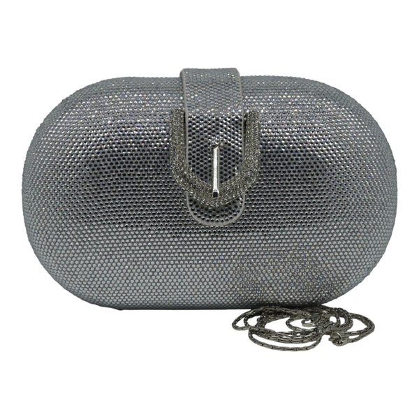 Twenty Fourhaitch Kyoto Τσάντα Clutch με Κρύσταλλα - Ασημί