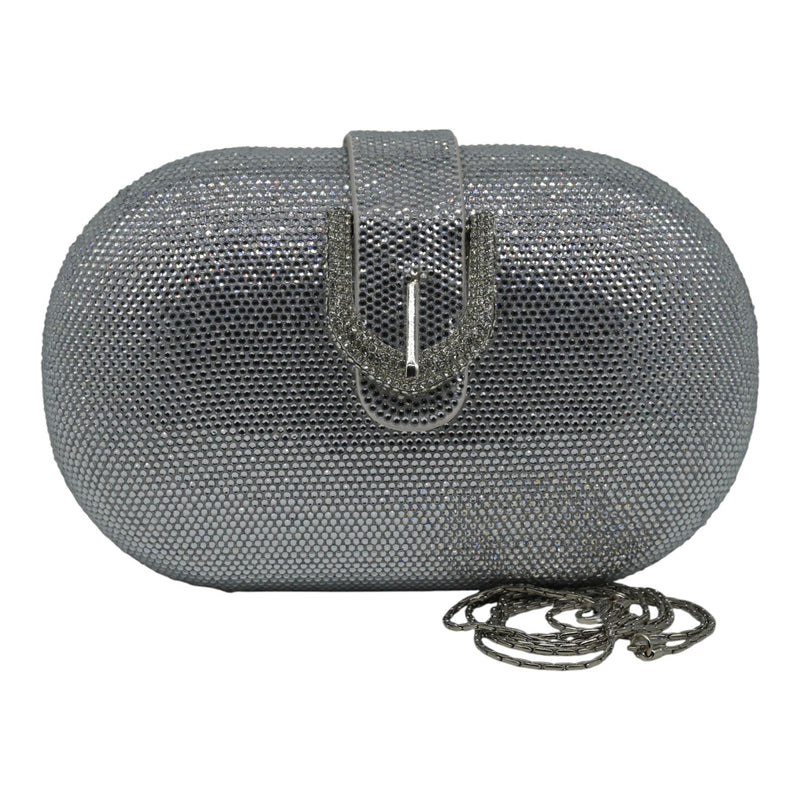 Twenty Fourhaitch Kyoto Τσάντα Clutch με Κρύσταλλα - Ασημί