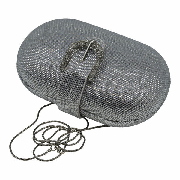 Twenty Fourhaitch Kyoto Τσάντα Clutch με Κρύσταλλα - Ασημί