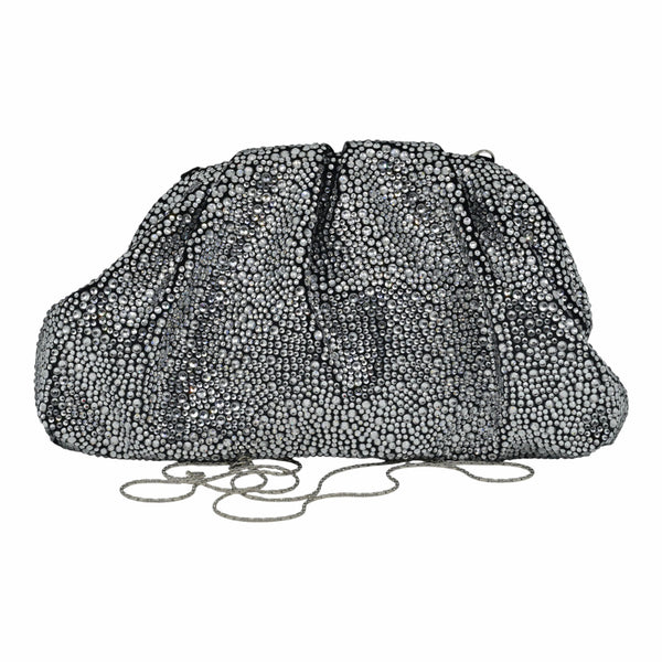 Twenty Fourhaitch Mirach Τσάντα Clutch με Διακοσμητικές Πέτρες - Ασημί