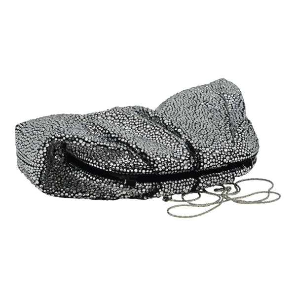 Twenty Fourhaitch Mirach Τσάντα Clutch με Διακοσμητικές Πέτρες - Ασημί